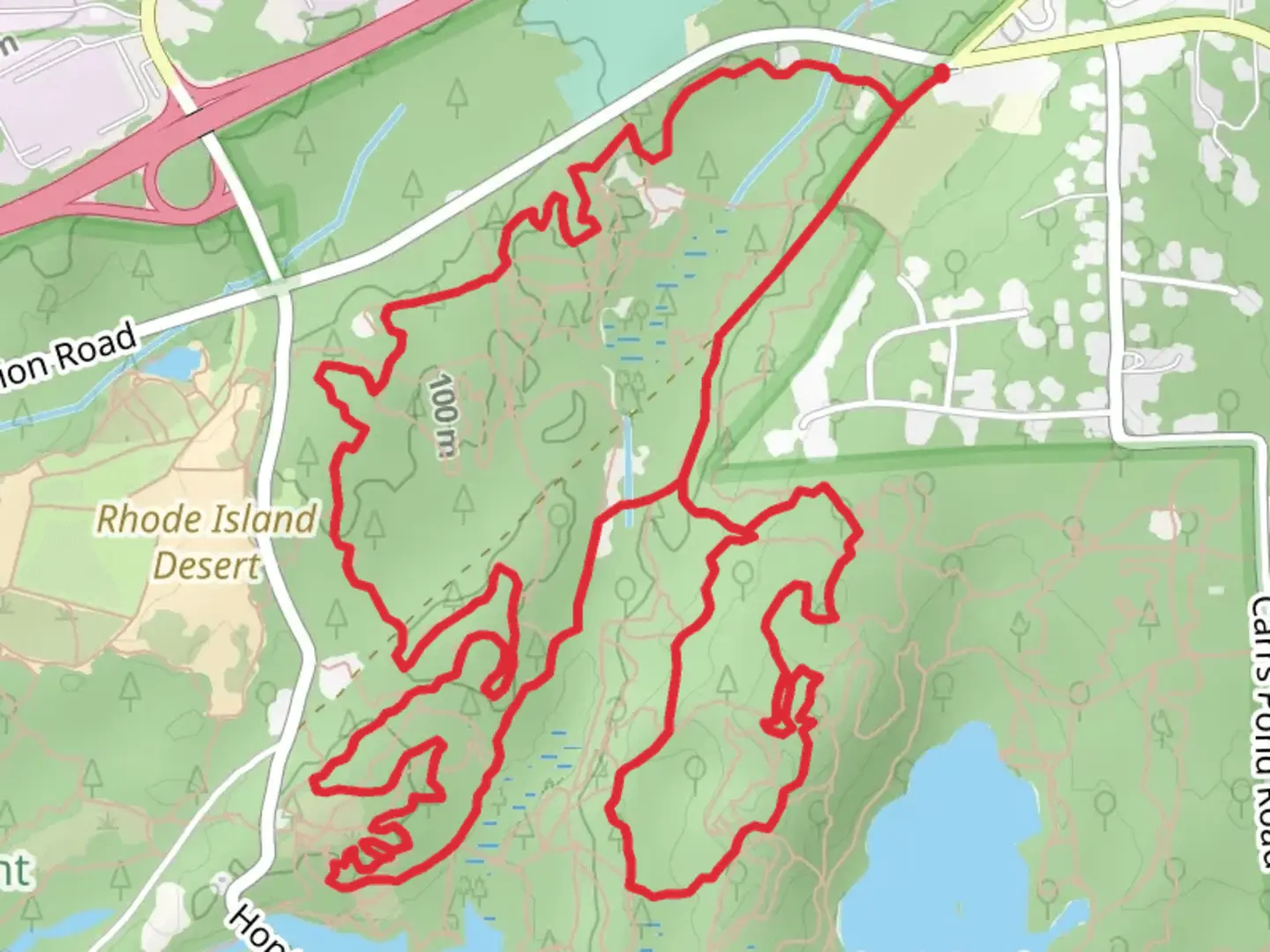 An image depicting the trail Lego, Dead Shed and New London Turnpike Loop and its surrounding area.