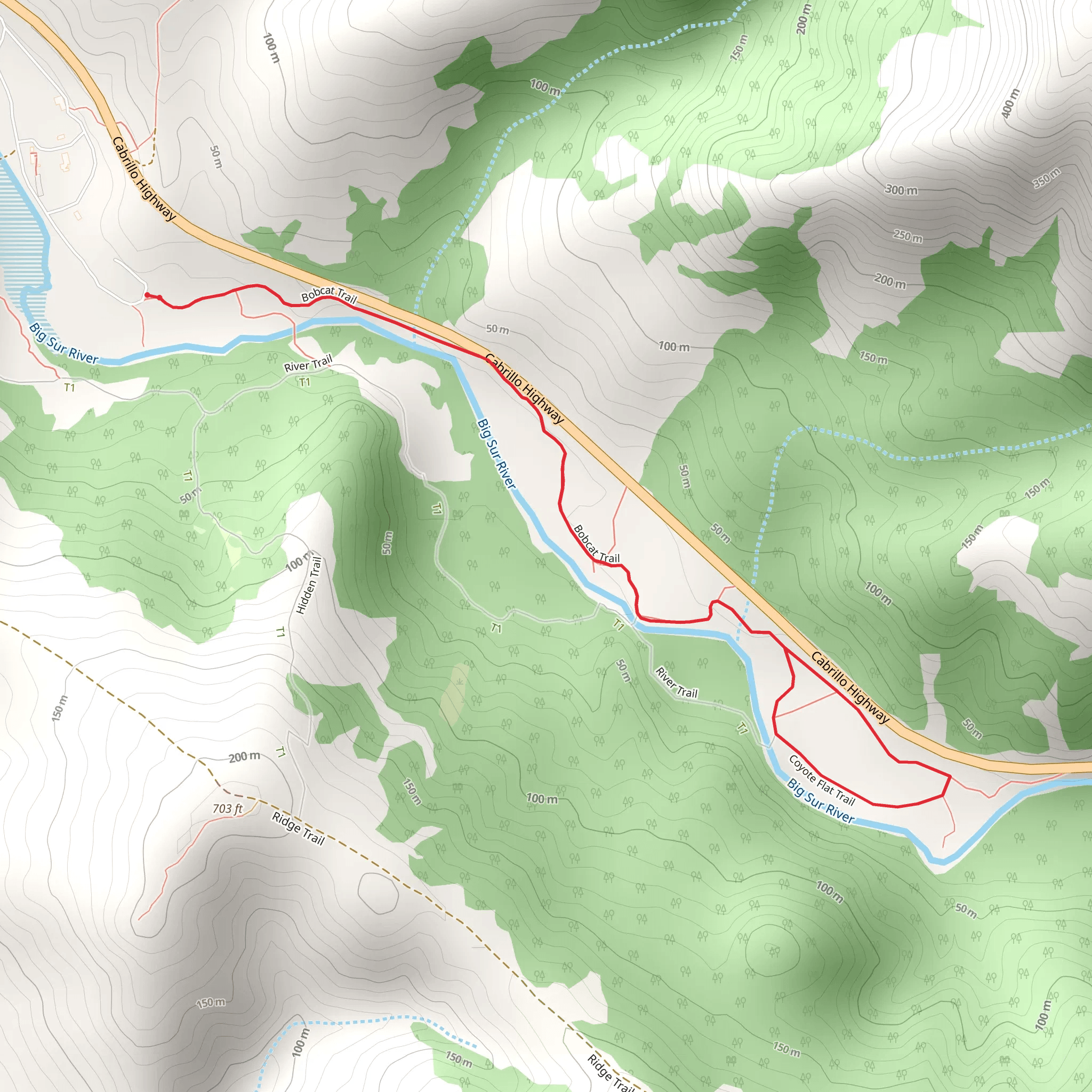 Bobcat Trail and Coyote Flat Loop Trail mobile static map