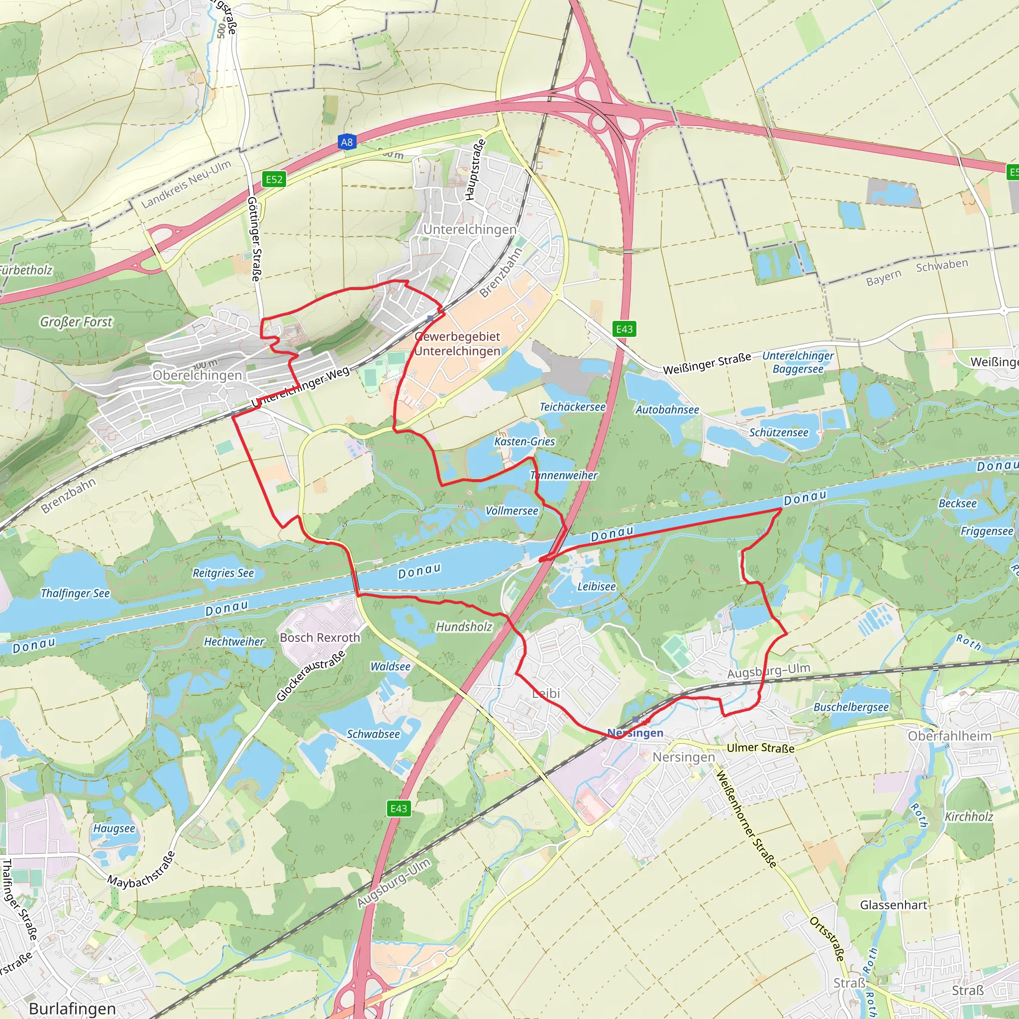 Donau and Sandhakensee via Seen Tour and Wiesental Tour mobile static map