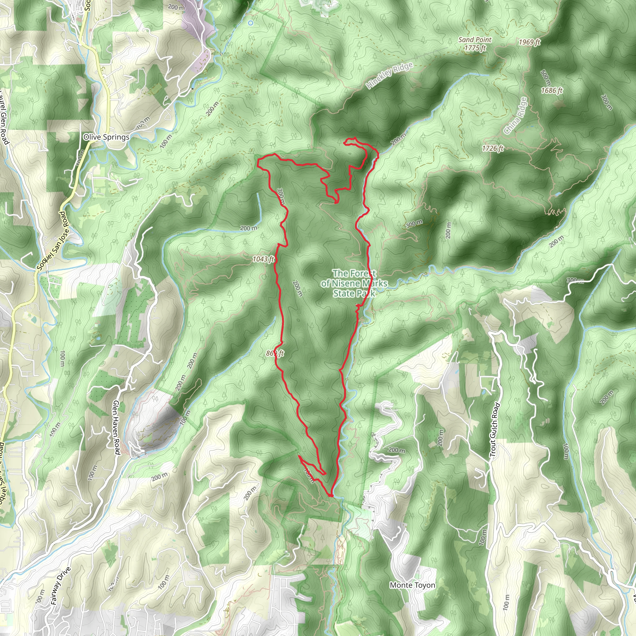 Loma Prieta Grade, Ridge Connection and West Ridge Loop Trail mobile static map