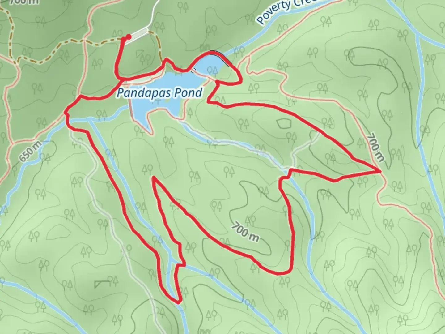 An image depicting the trail Pandapas Pond, Lady Slipper and Joe Pye Loop and its surrounding area.