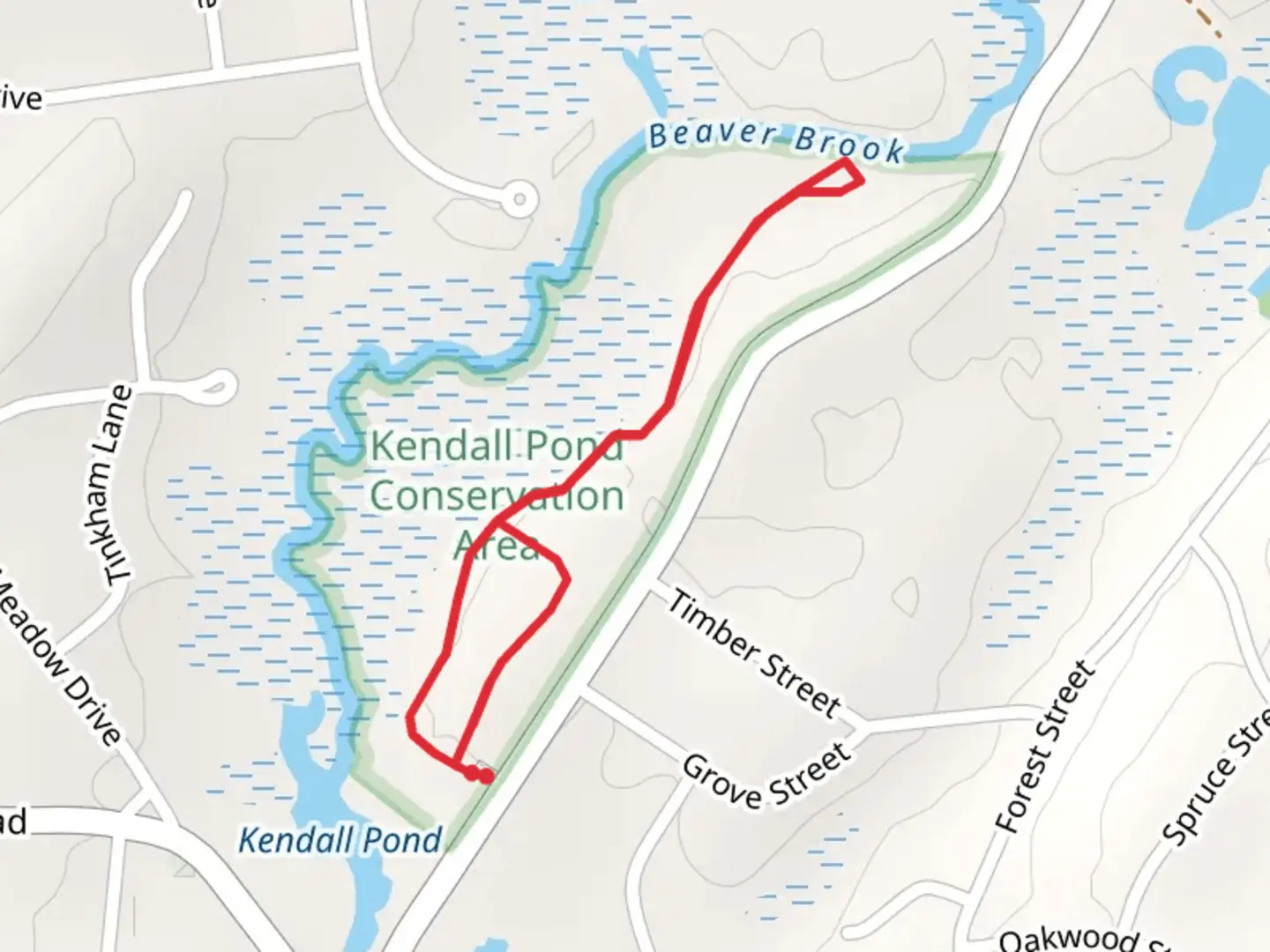 An image depicting the trail Blue Trail - Kendall Pond and its surrounding area.