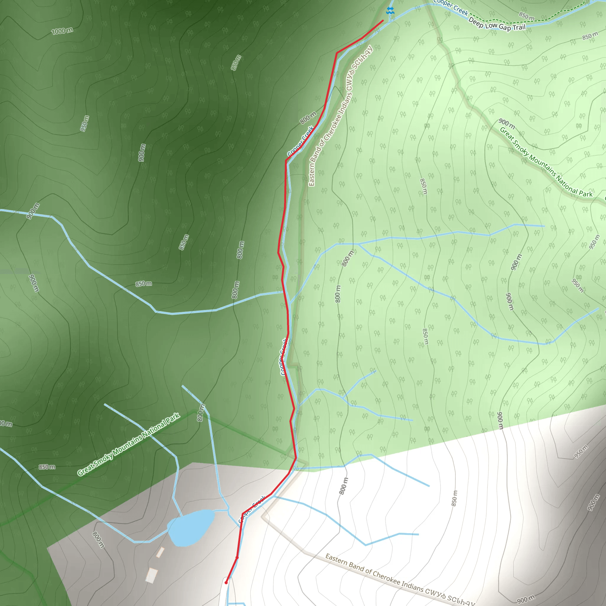 Cooper Creek Trail mobile static map