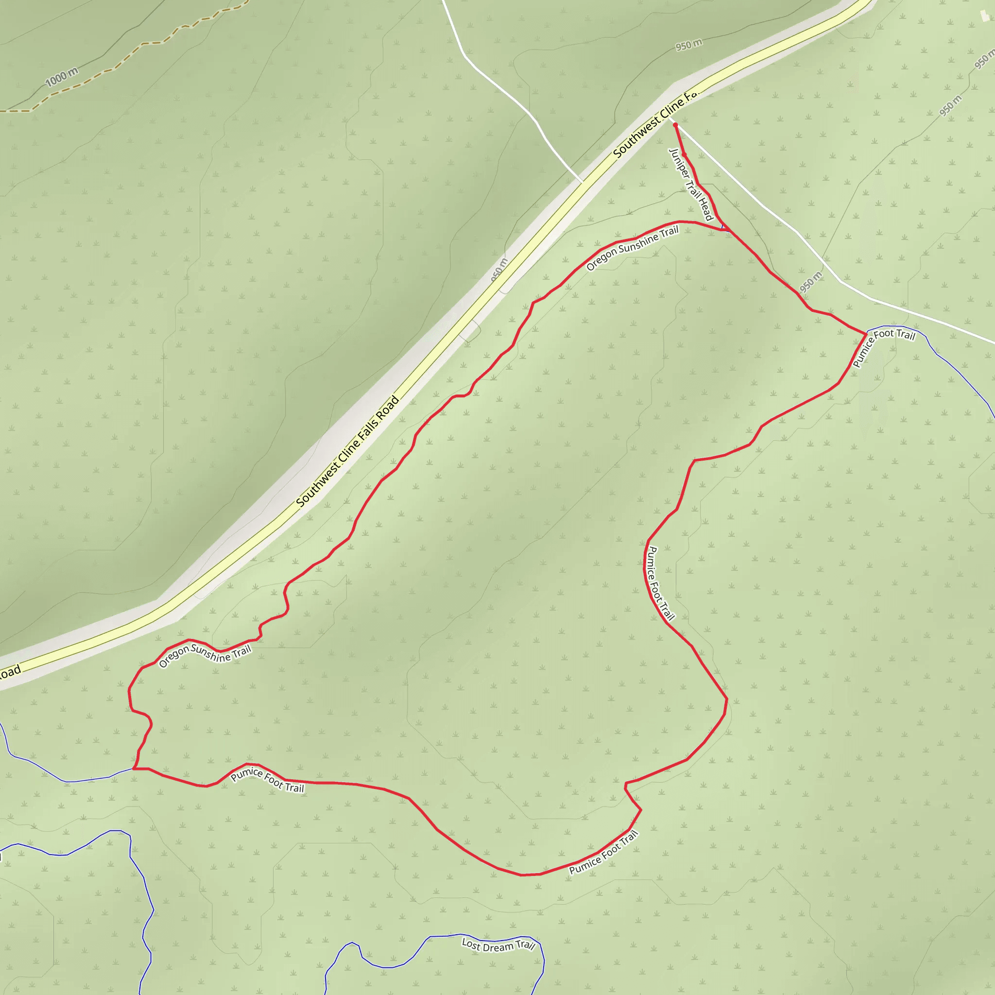 Oregon Sunshine Trail and Pumice Foot Trail Loop mobile static map