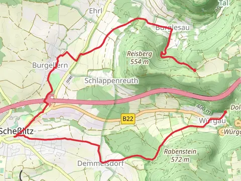 Steinleite to Wuergau via Main Donau Weg and Naturfreundeweg