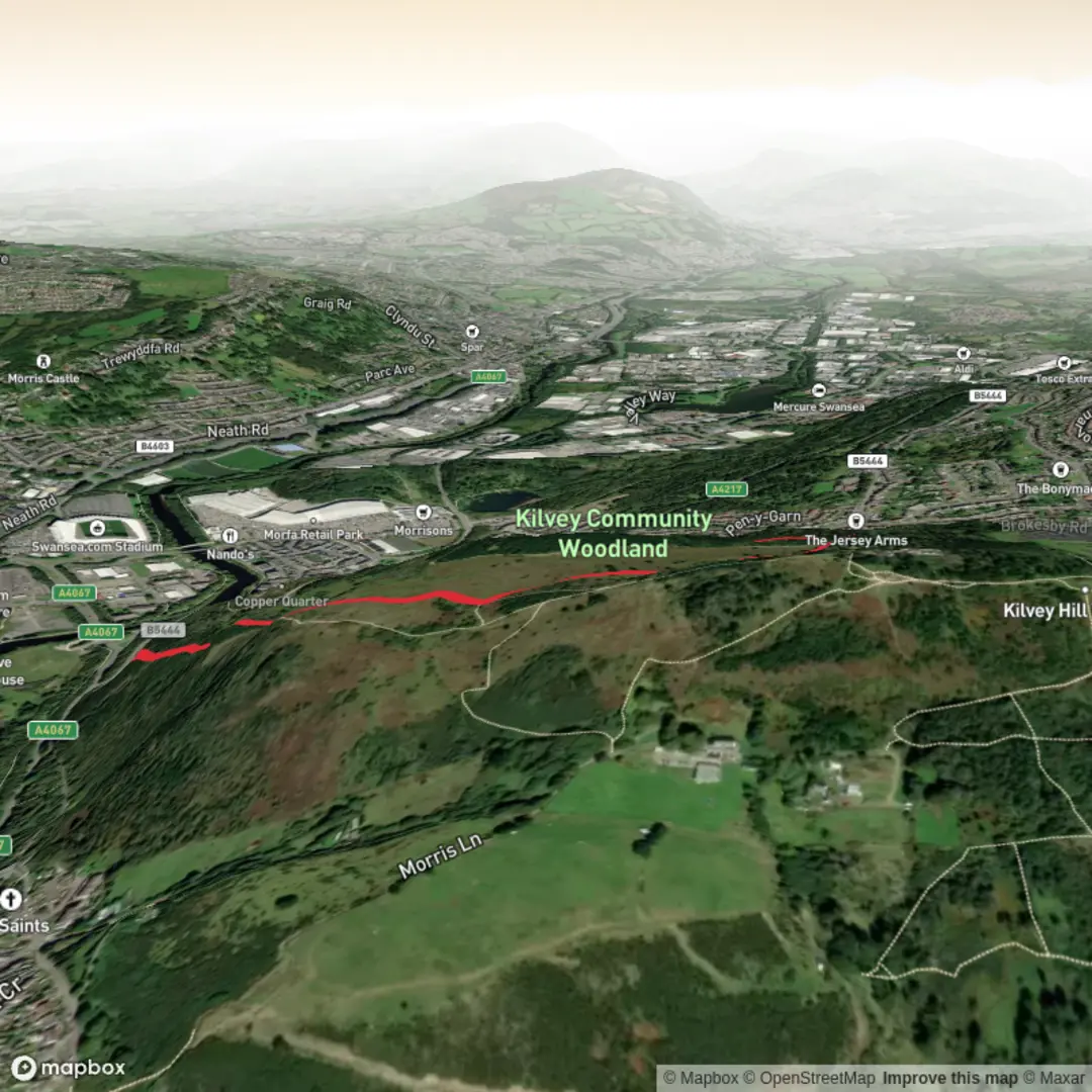 An image depicting the trail Kilvay Hill and its surrounding area.