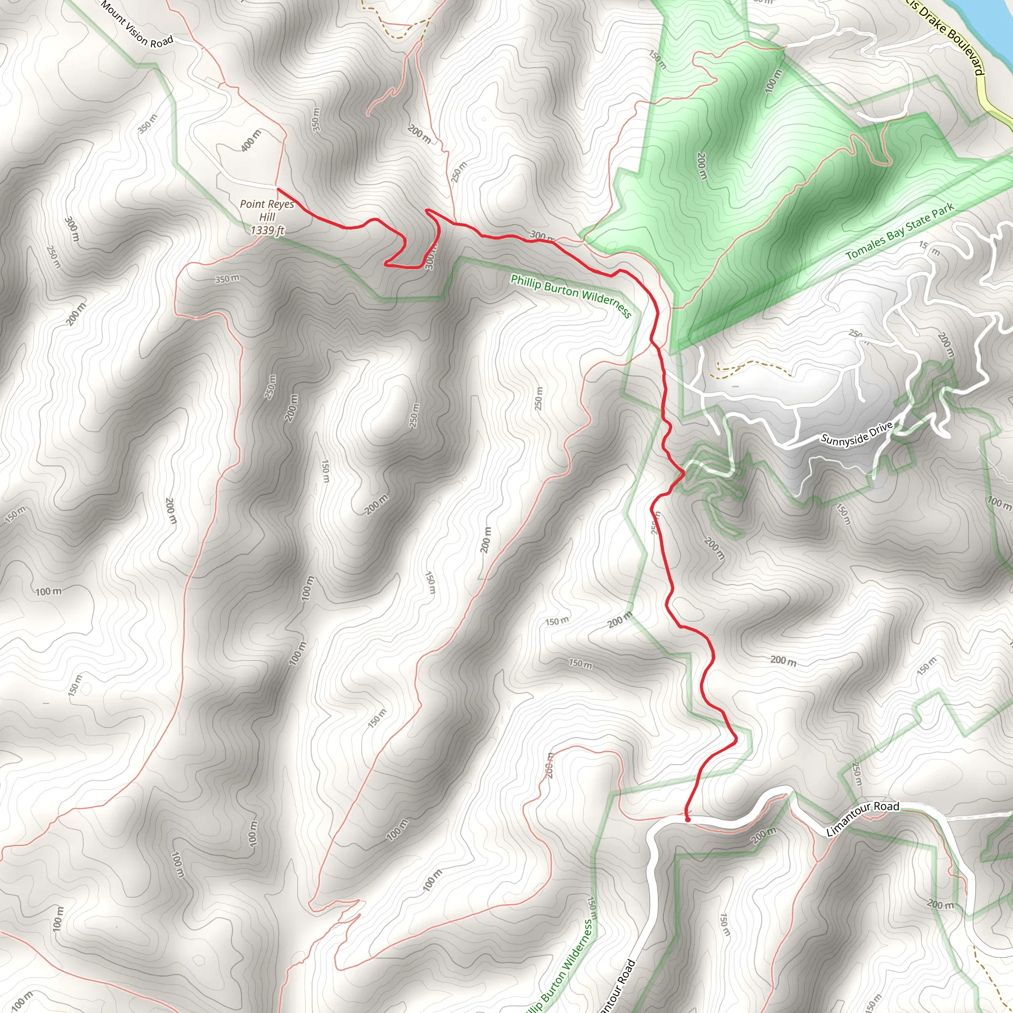 Point Reyes Hill via Inverness Ridge mobile static map