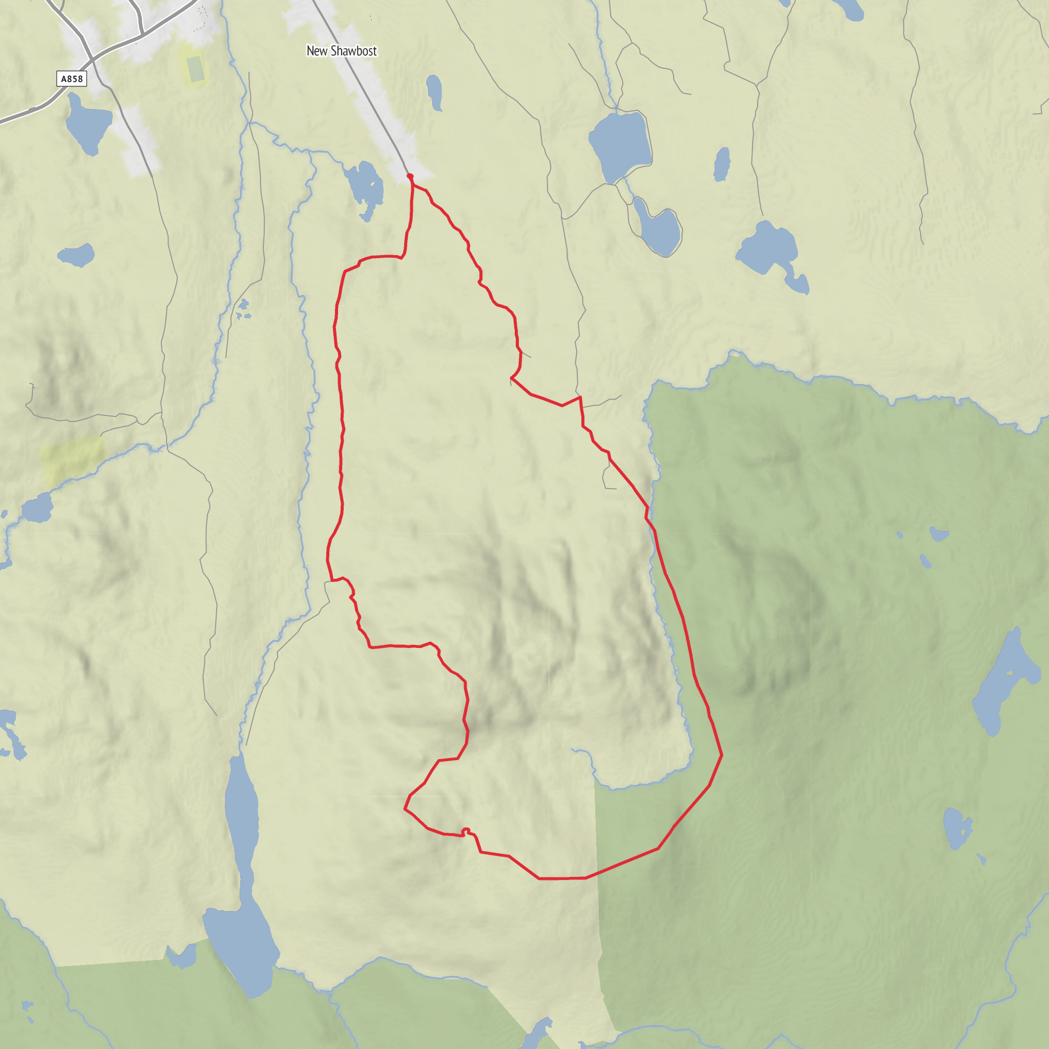 Beinn Bhragair, Beinn Rathacleit, Beinn Feusag and Gleann an t-Srath Loop mobile static map