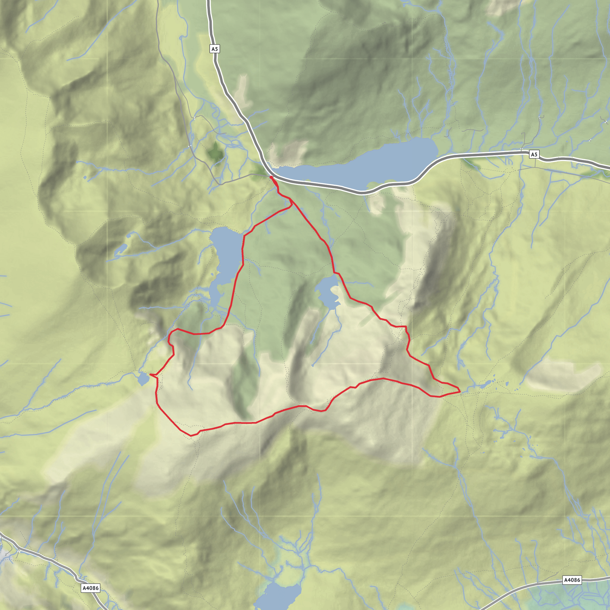 Glyder Fach and Glyder Fawr circular mobile static map