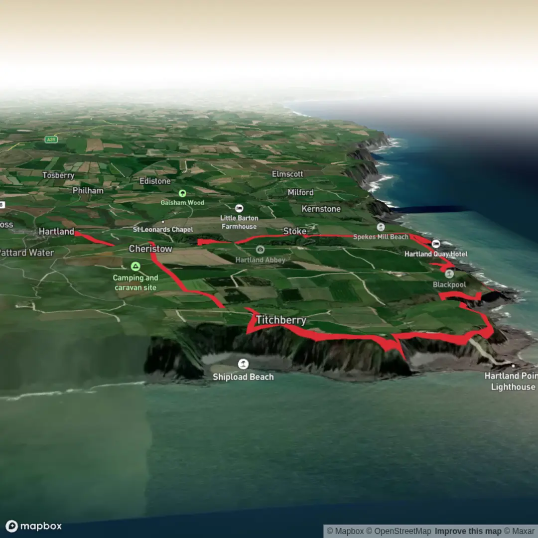 An image depicting the trail Hartland loop and its surrounding area.