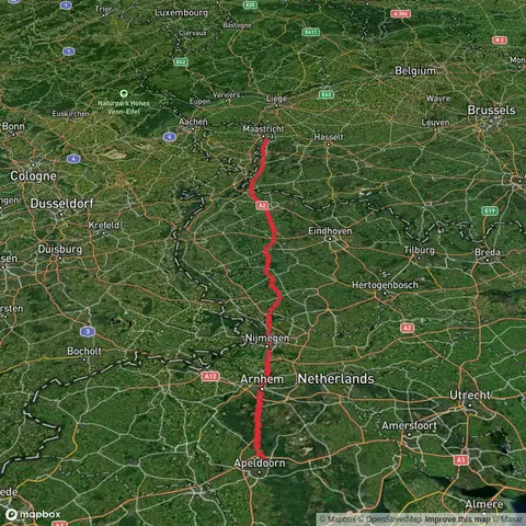 Ugchelen to Maastricht via Arnhemseweg, Apeldoornseweg and Campusbaan