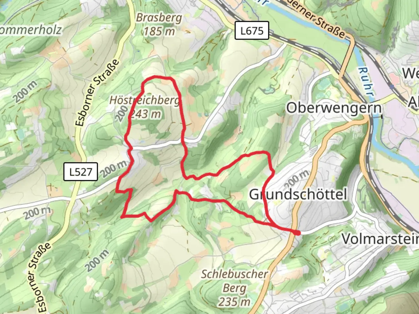 An image depicting the trail Erbstollenweg and its surrounding area.