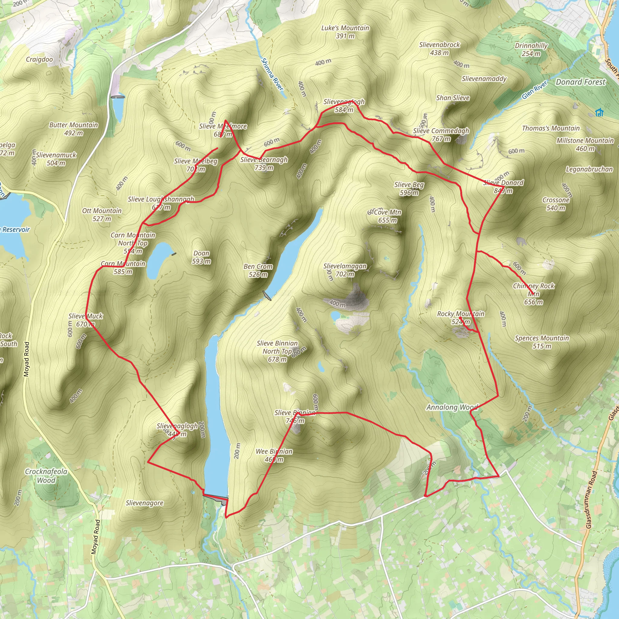 Mourne Wall Walk mobile static map