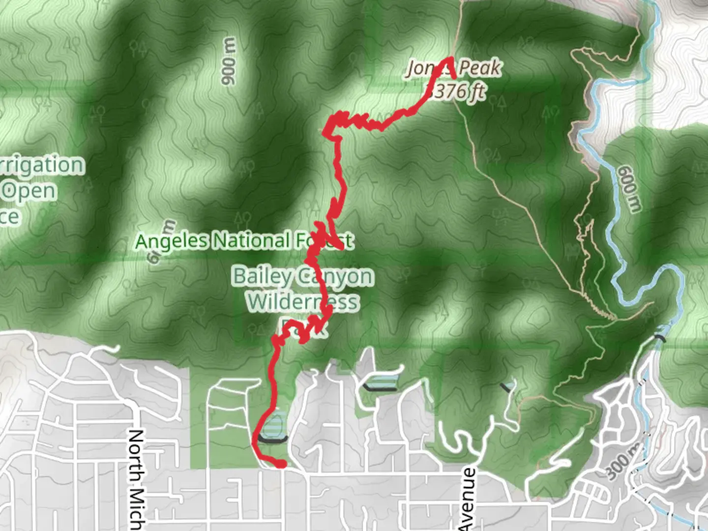 An image depicting the trail Jones Peak via Bailey Canyon Trail and its surrounding area.