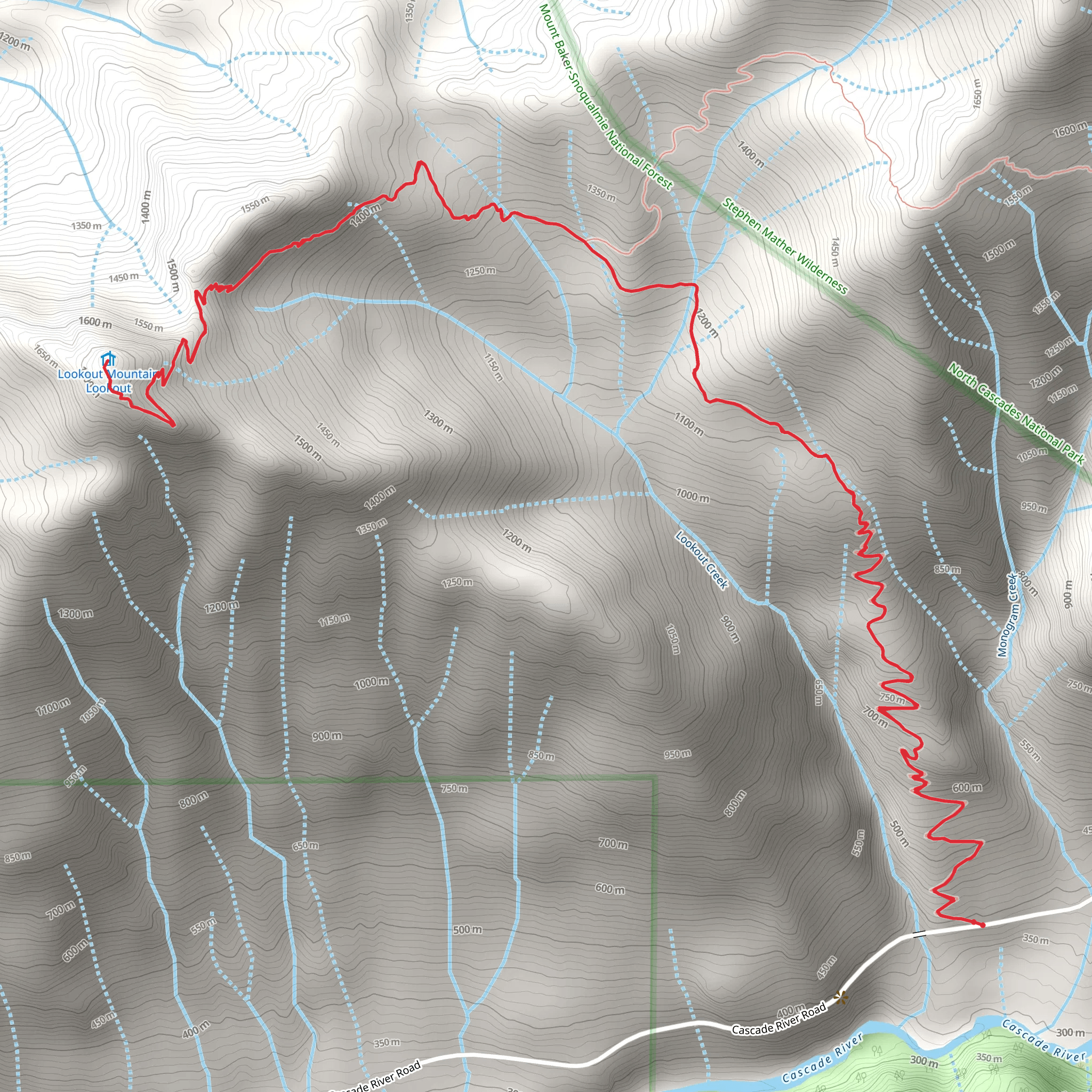 Lookout-Monogram Trail mobile static map