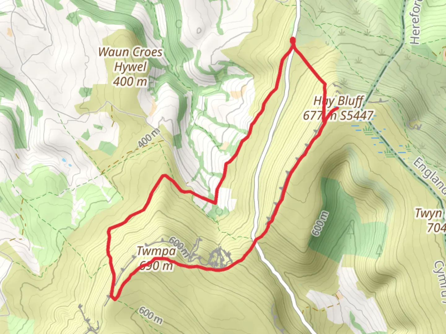 An image depicting the trail Hay Bluff and Twmpa - Black Mountains and its surrounding area.