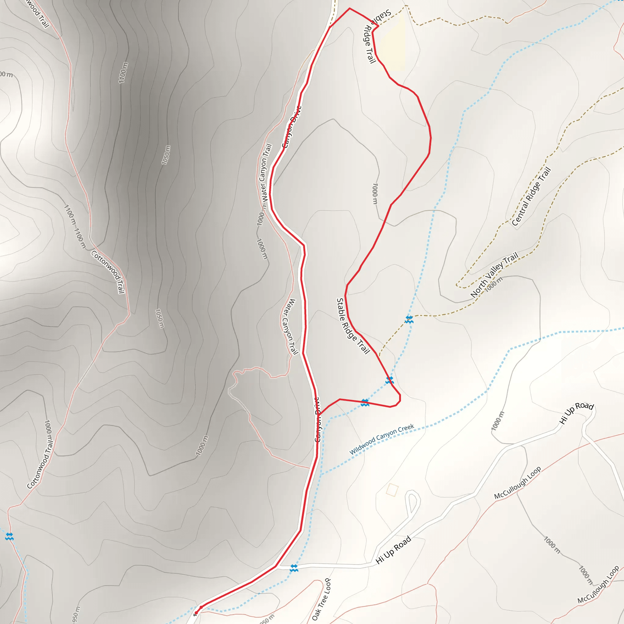 Stable Ridge Trail and Canyon Drive Loop mobile static map