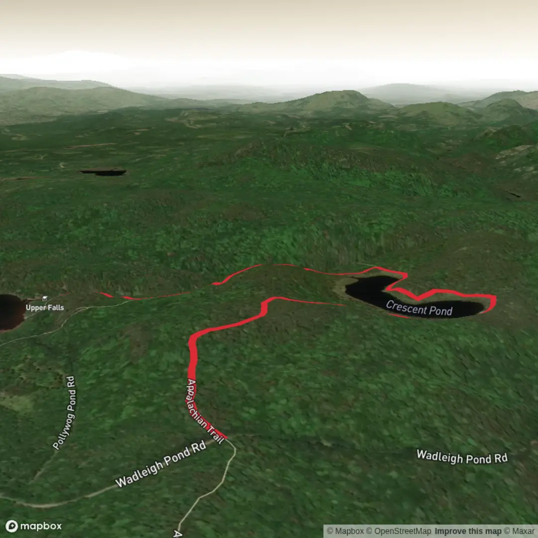 An image depicting the trail Upper and Lower Pollywog Falls via Appalachian Trail and Great Cir trail and its surrounding area.