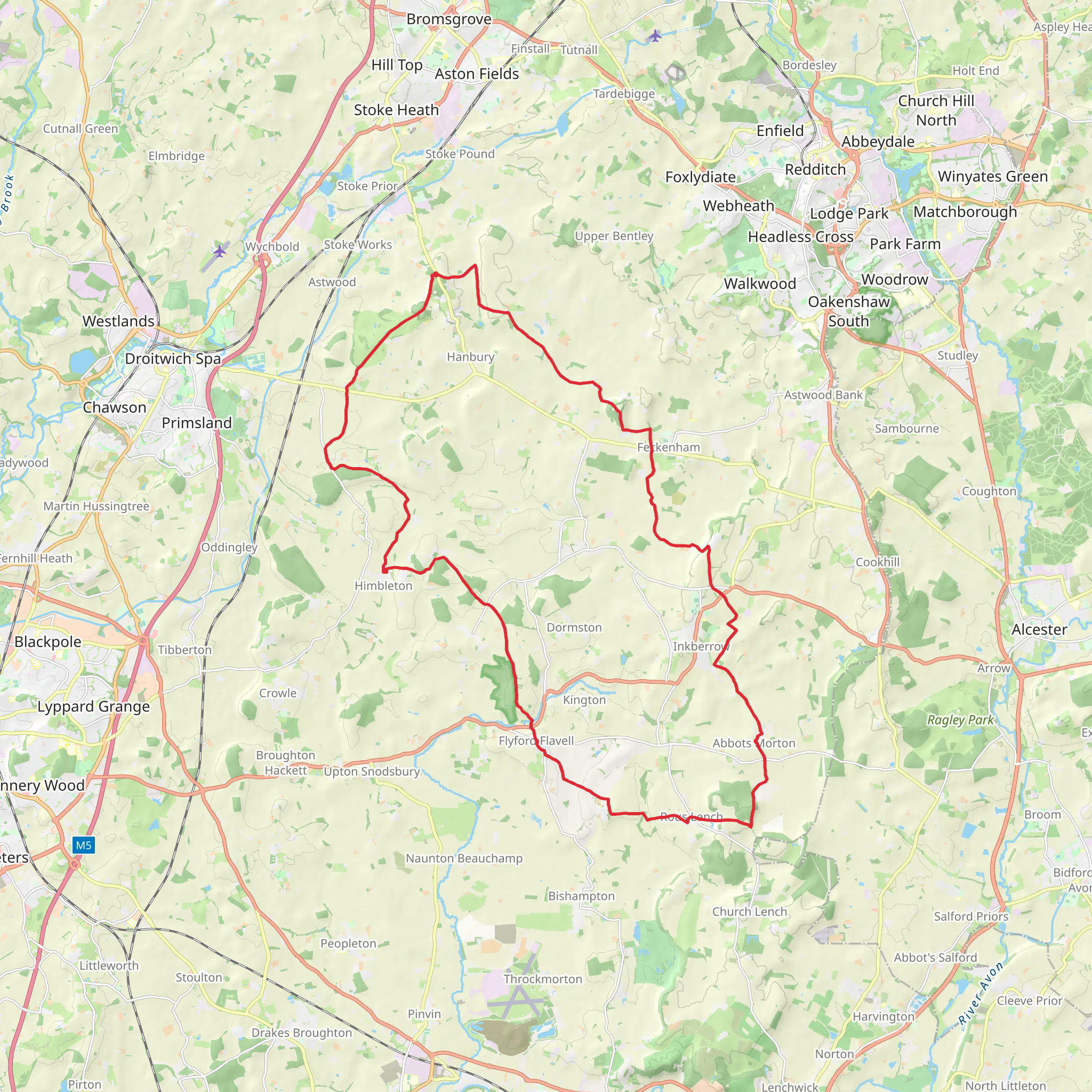 Wychavon Loop via Wychavon Way mobile static map