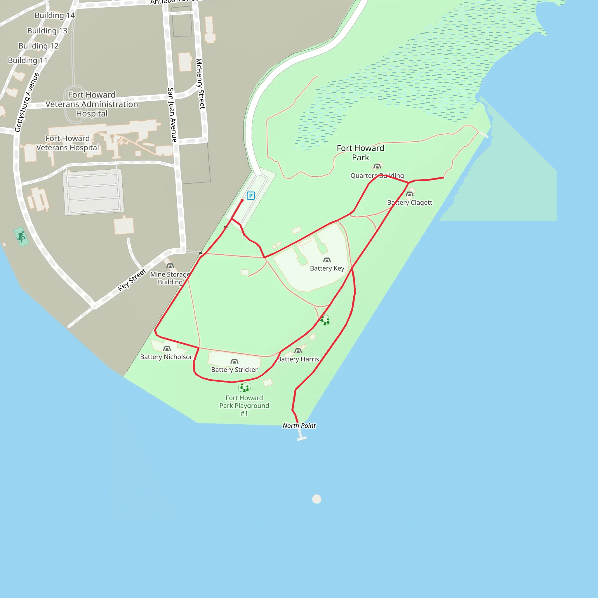 Fort Howard Park Loop mobile static map