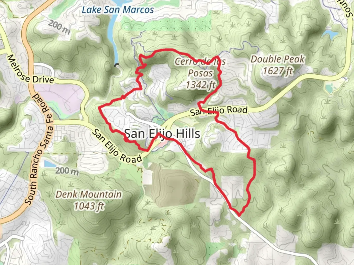 An image depicting the trail Cerro de las Posas Rigdeline Trail and Garden Trail and its surrounding area.