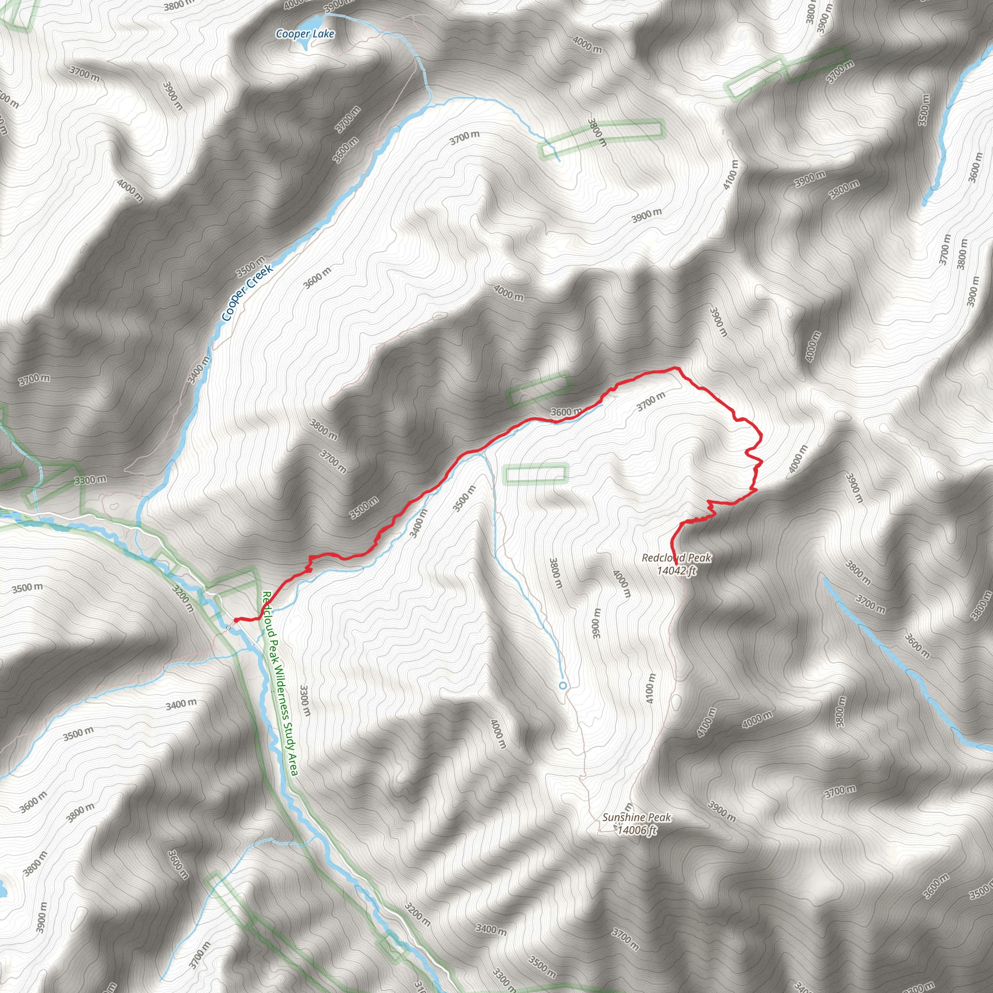 Redcloud Peak via Silver Creek Trail mobile static map