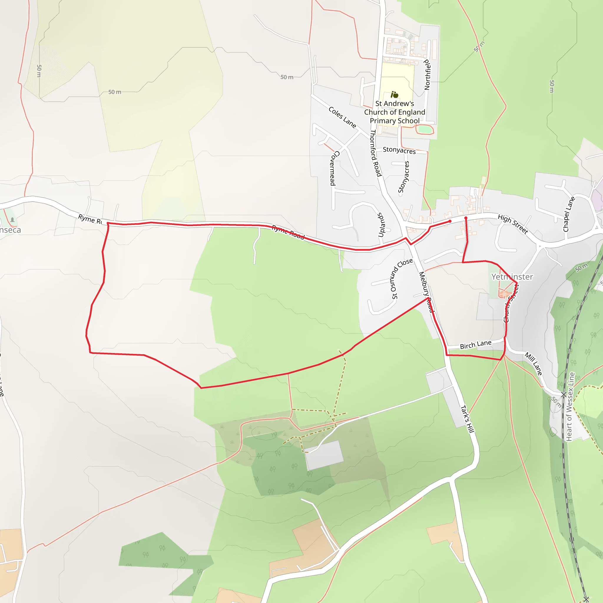 Yetminster Loop mobile static map