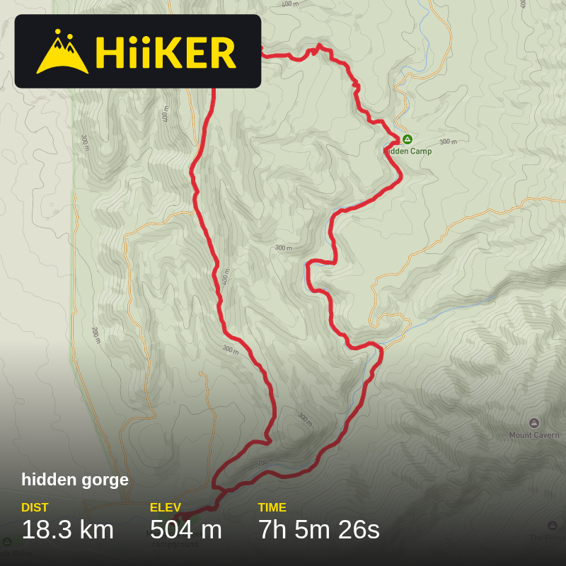 A map preview of the recording hidden gorge.