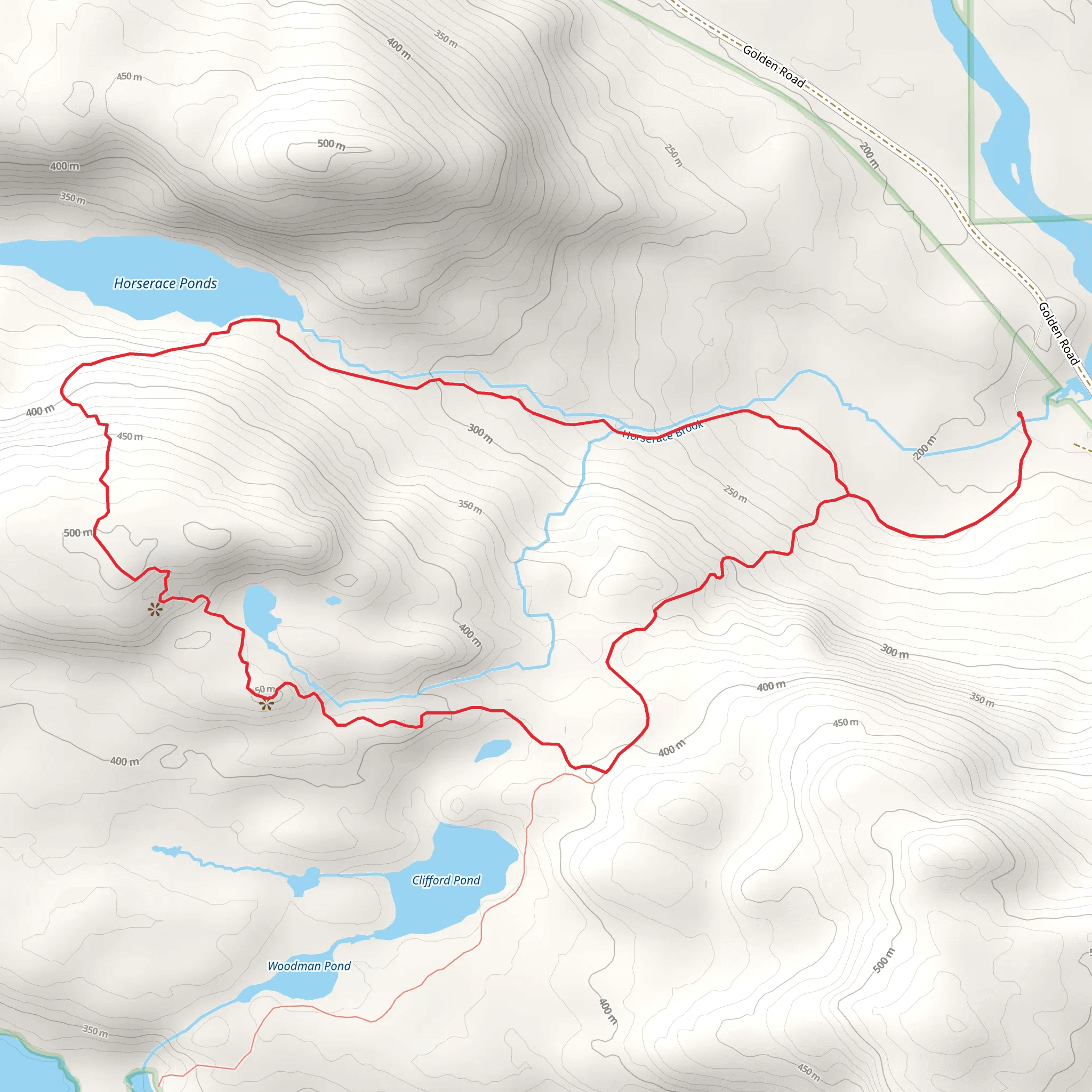Horserace Brook and Horserace Pond Trail Loop mobile static map