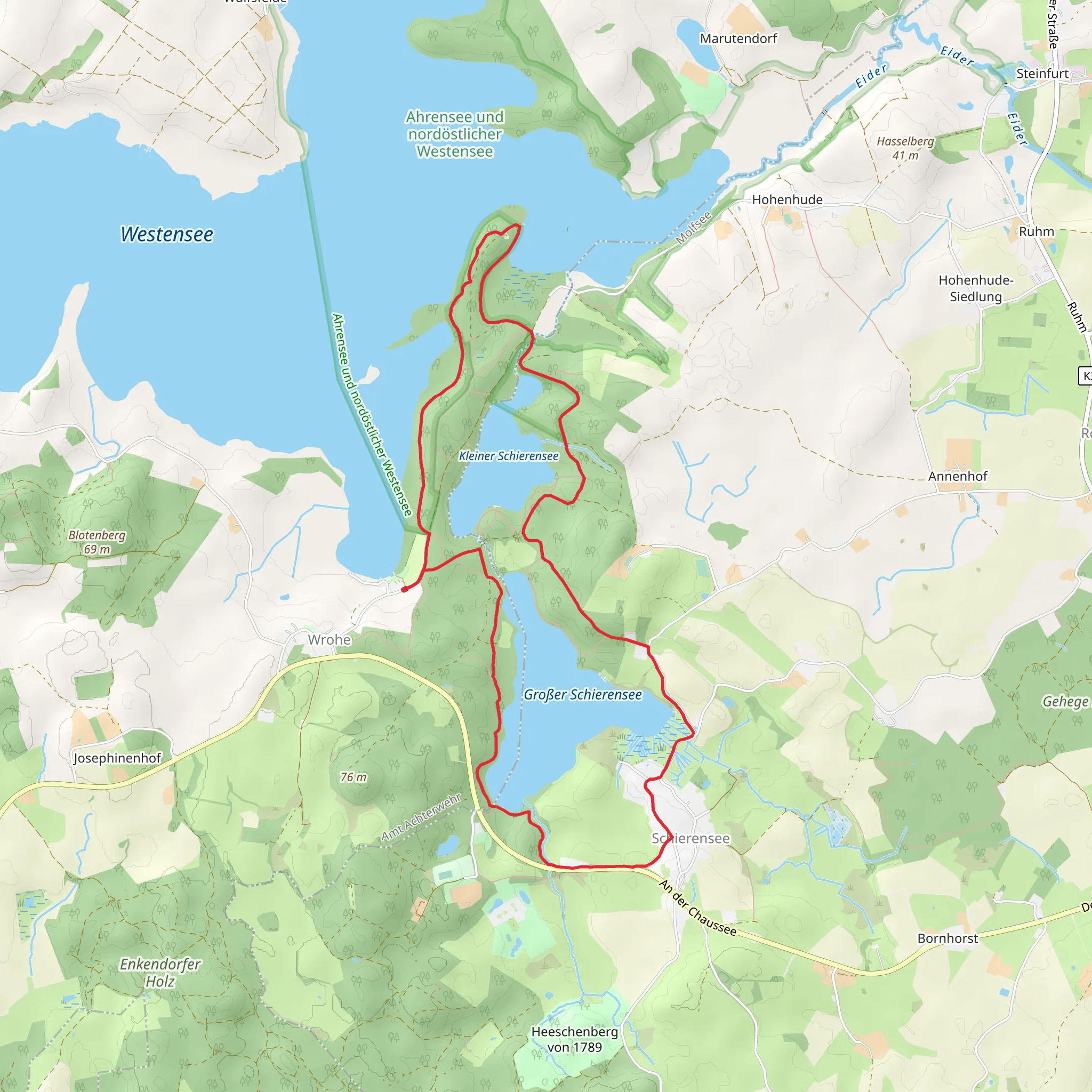Großer Schierensee, Kleiner Schierensee and Hohburg Loop mobile static map