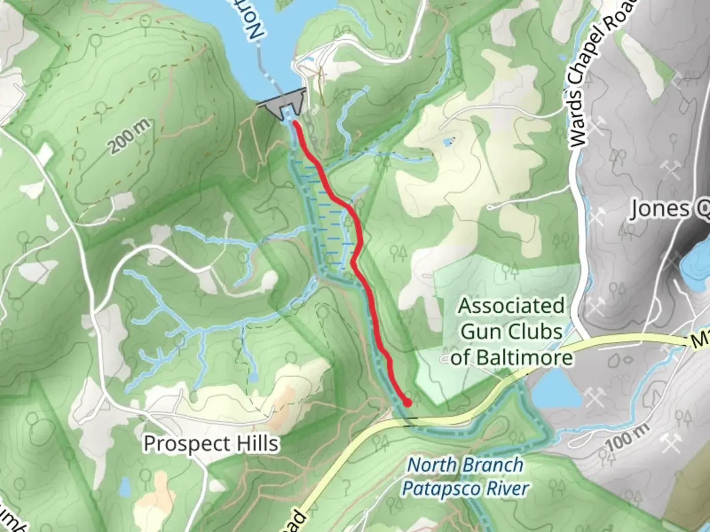 An image depicting the trail North Branch Patapsco River and its surrounding area.