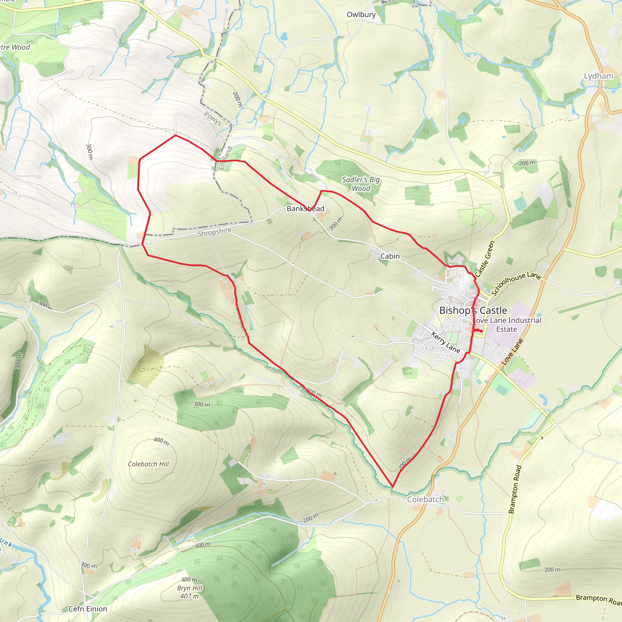 Bishop's Castle to Bankshead Loop mobile static map