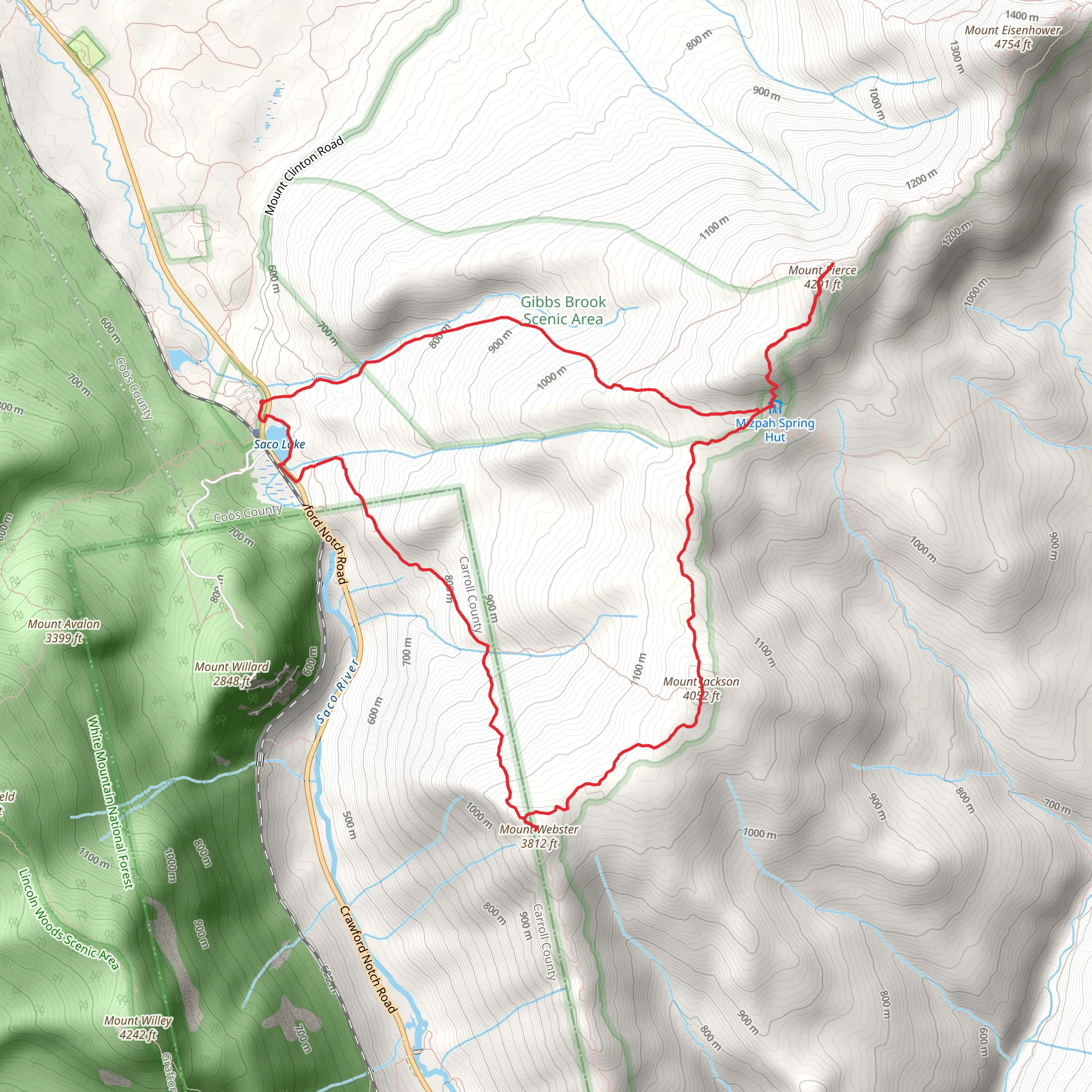 Mount Pierce and Mount Webster Loop Trail - Crawford mobile static map