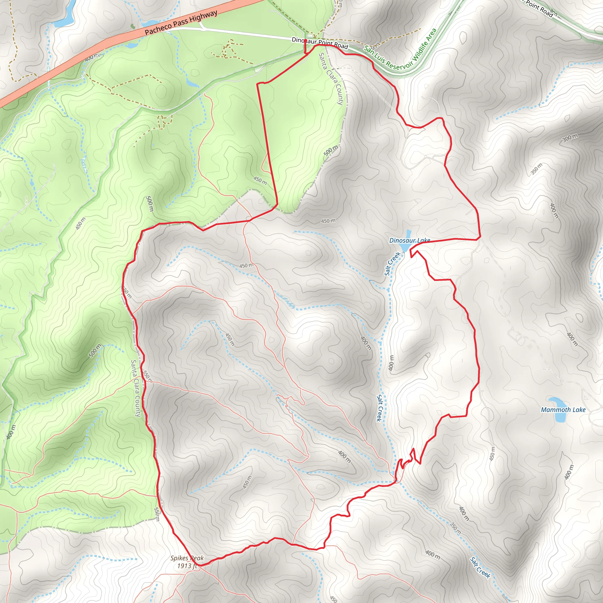 Dinosaur Lake and Spikes Peak Trail Loop mobile static map