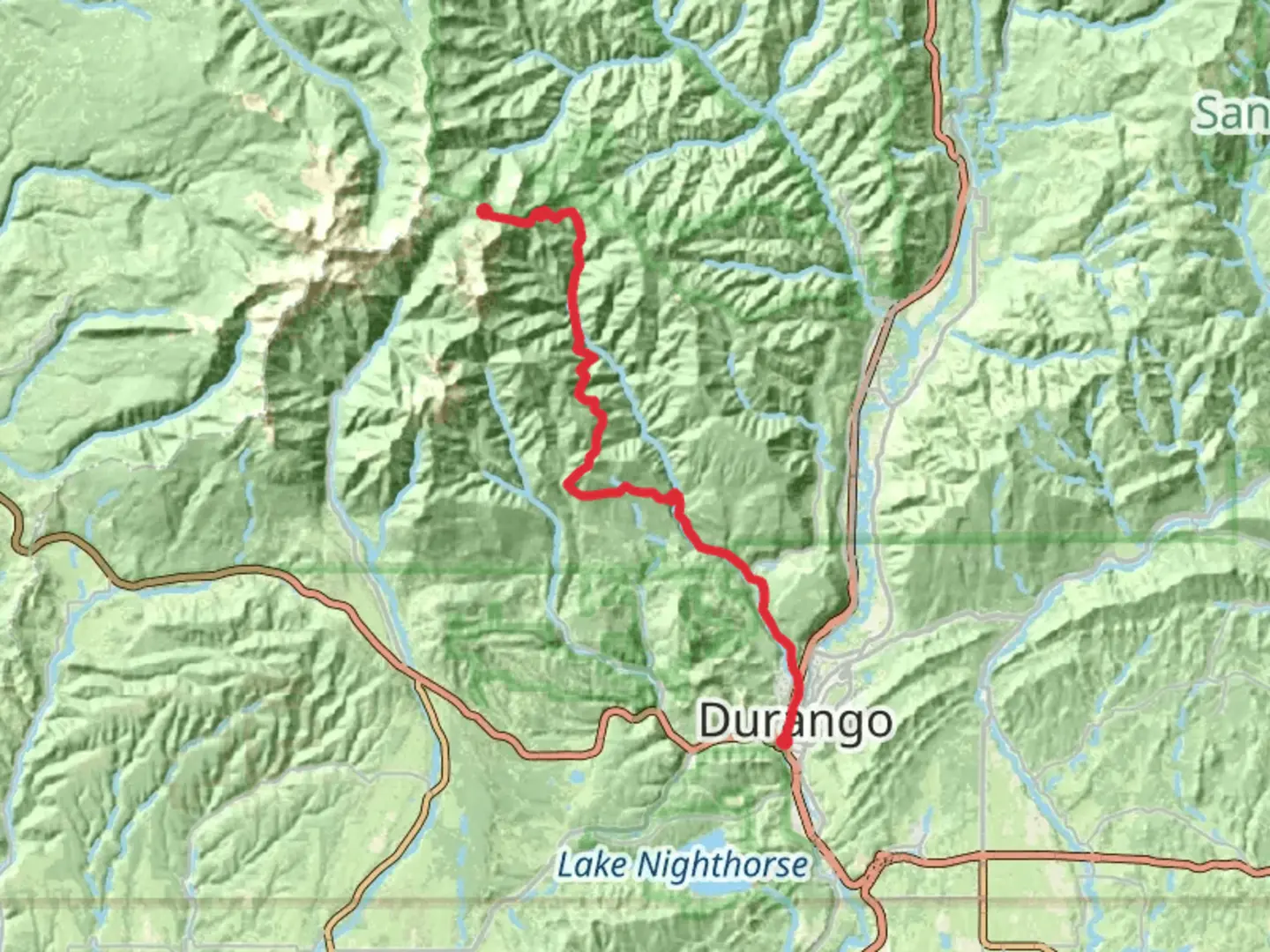 An image depicting the trail Colorado Trail to Durango and SIlverton Narrow Gauge Railroad and its surrounding area.