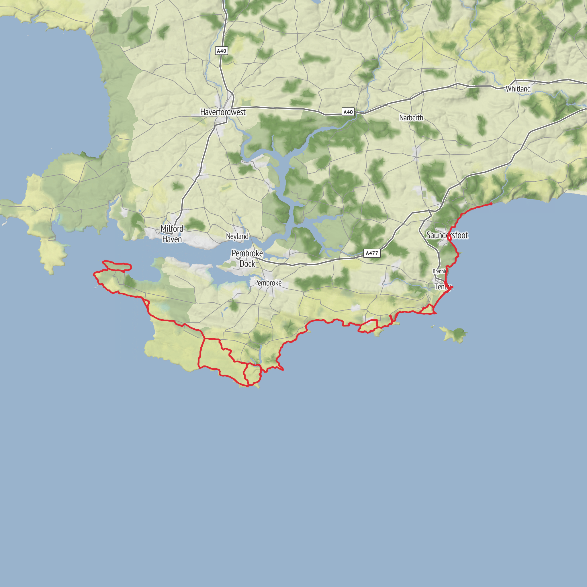 Pembrokeshire Coast Path 6-Day Moderate Tour (Hillwalk Tours) mobile static map
