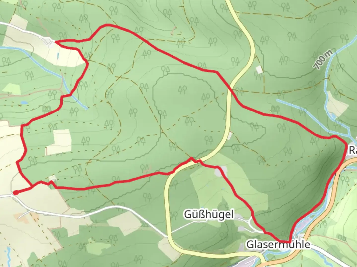 An image depicting the trail Wuelfersreuth Rundweg and its surrounding area.