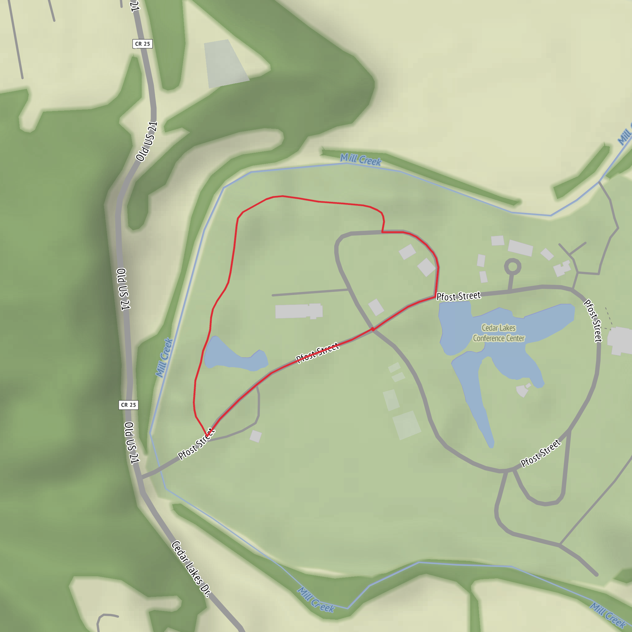 Log Cabin Walking Trail and Covered Bridge Walking Trail mobile static map