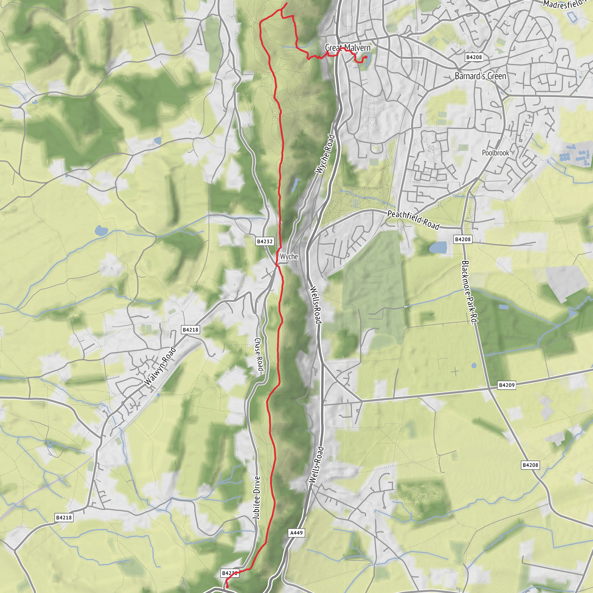 Wynds Point to Priory Park via Jubilee Hill and North Hill mobile static map