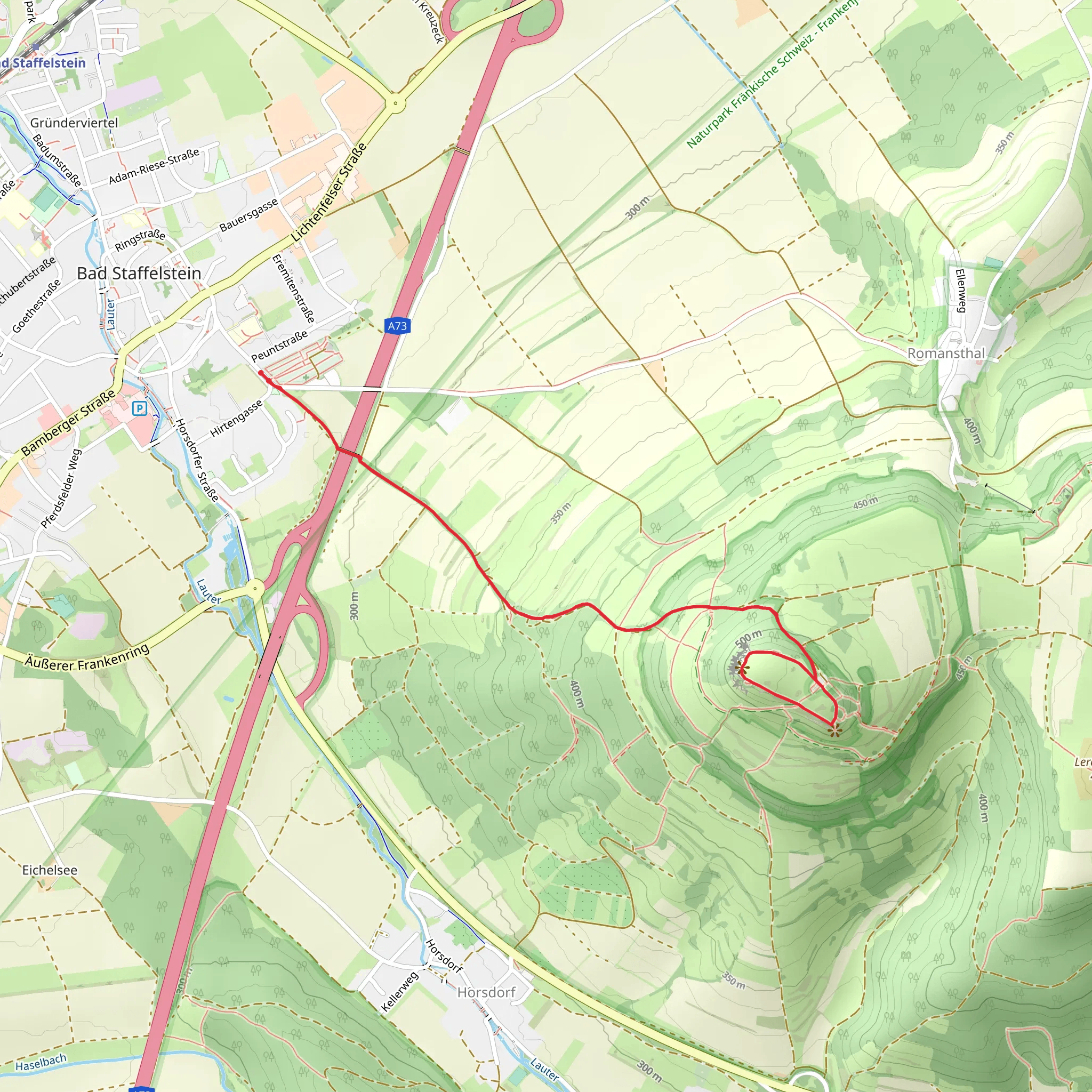 Staffelberg Loop via Horsdorfer Weg mobile static map