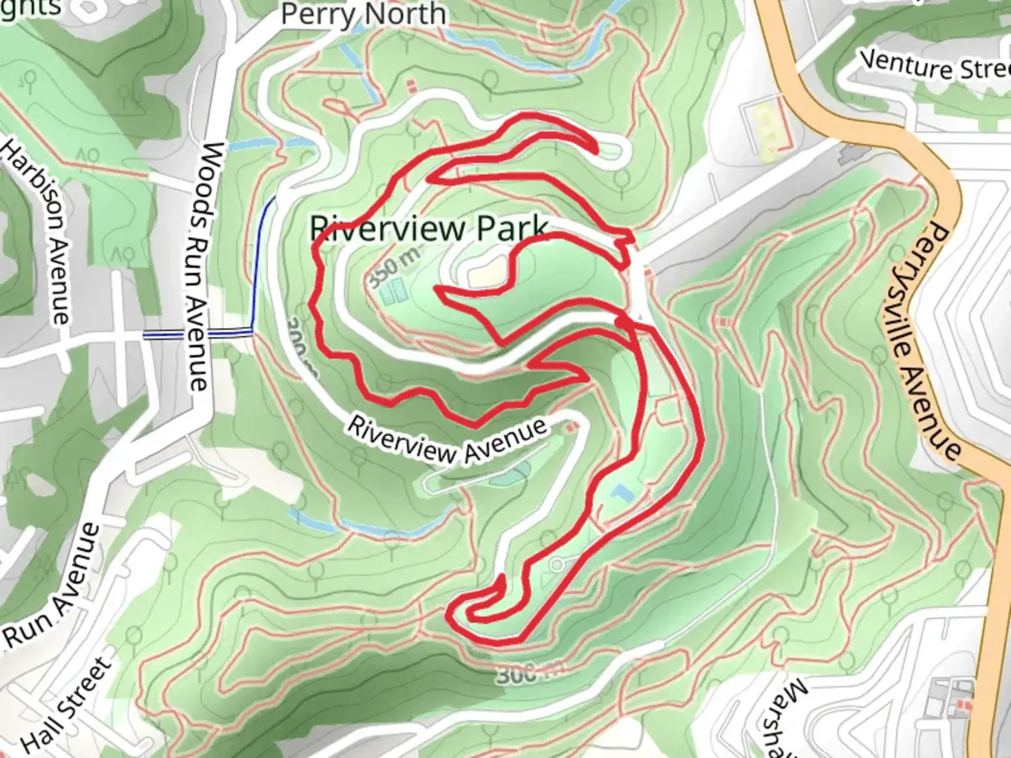 An image depicting the trail Observatory Hill Loop and its surrounding area.
