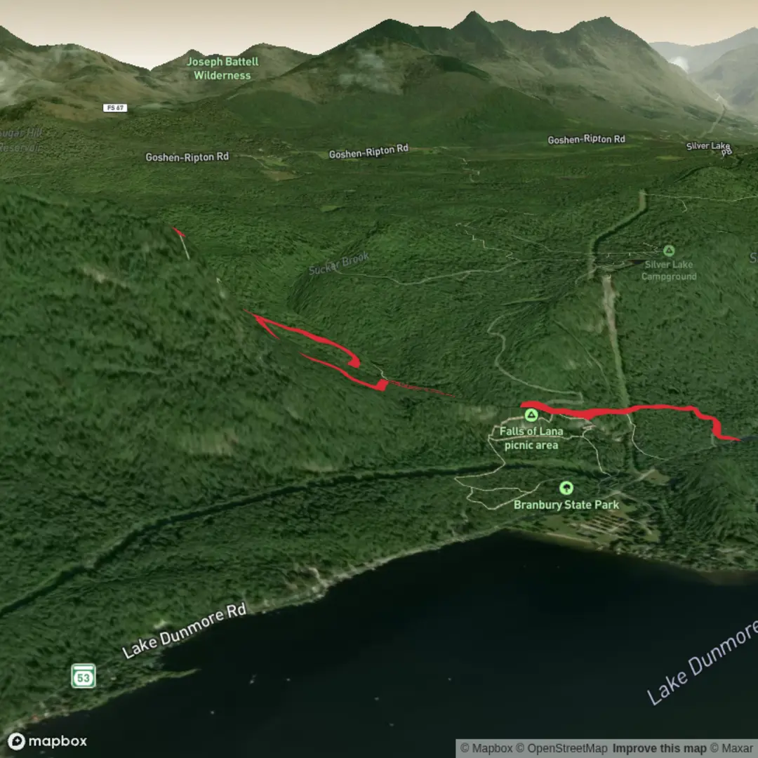 An image depicting the trail Rattlesnake Point via Rattlesnake Cliff Trail and Aunt Jenny Trail and its surrounding area.