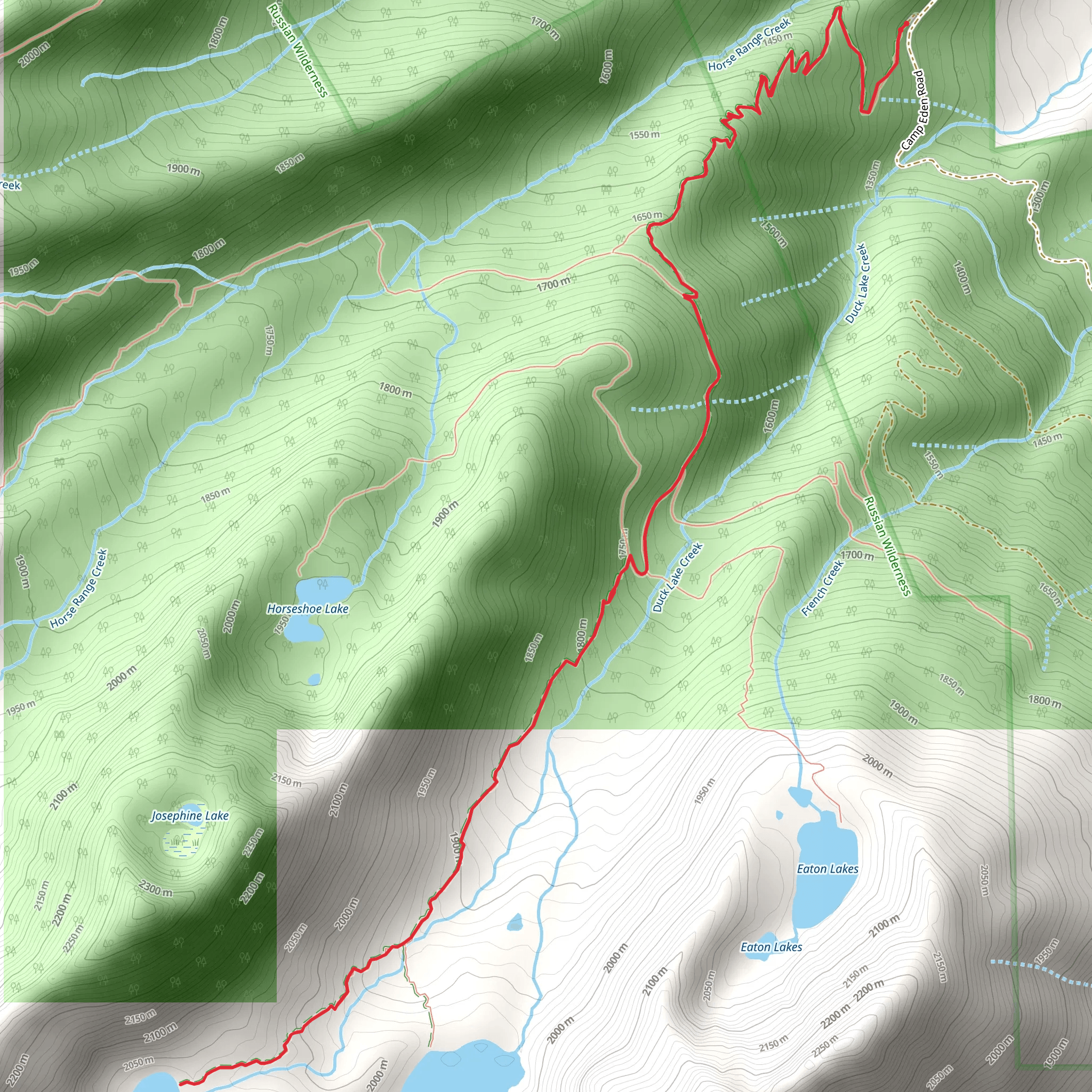 Little Duck Lake via Duck Lake Trail mobile static map