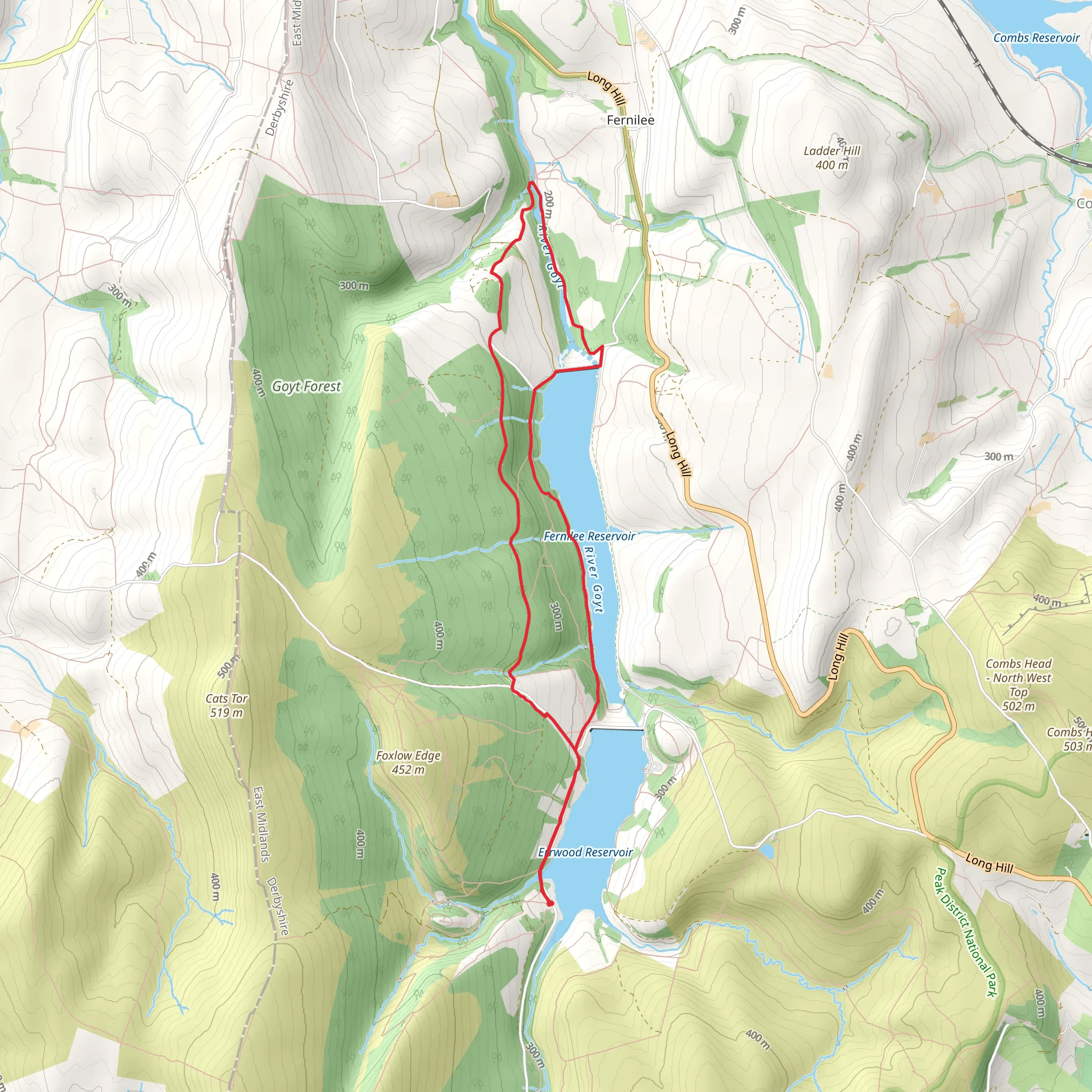 Errwood Reservoir and Fernilee Reservoir Loop mobile static map