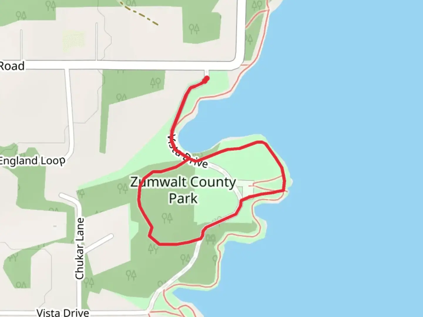 An image depicting the trail Cannary and Zumwalt Park Loop and its surrounding area.