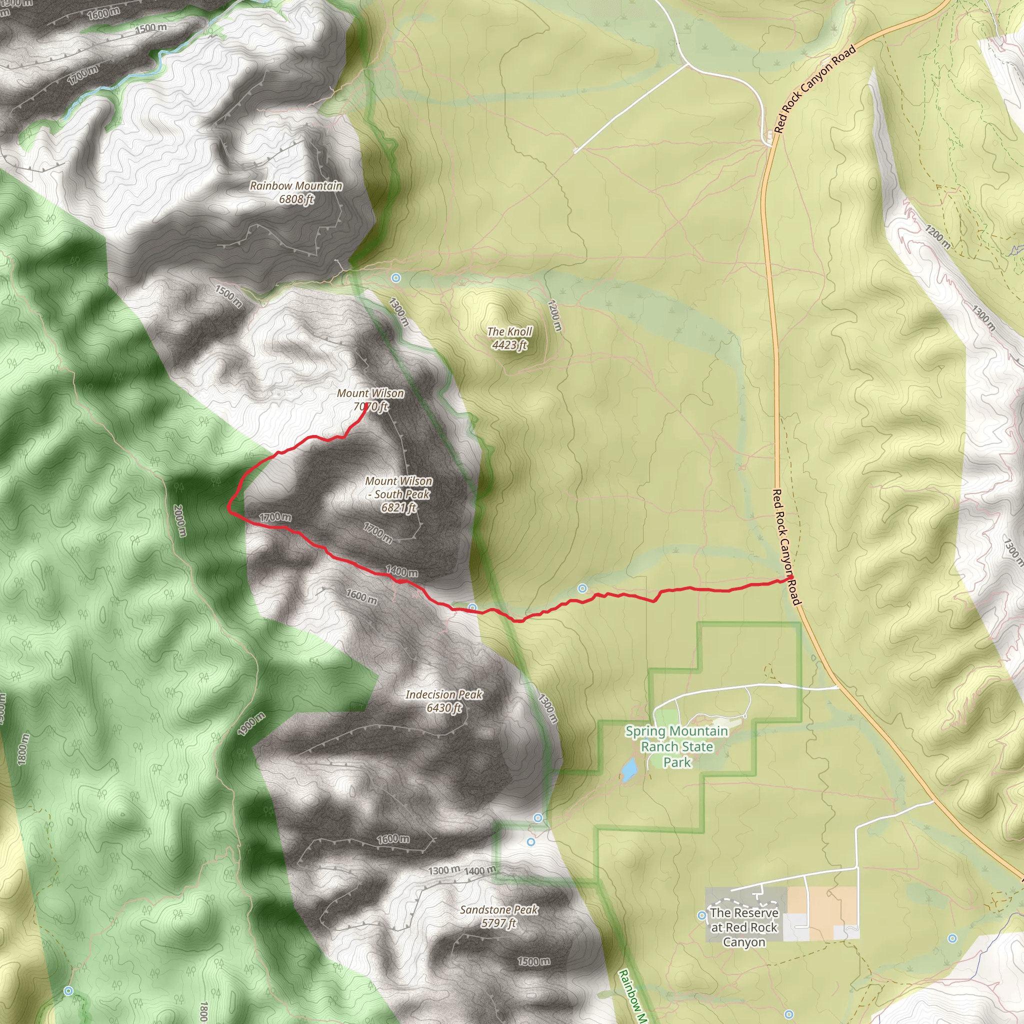 Mount Wilson via First Creek - Red Rock Canyon Road mobile static map