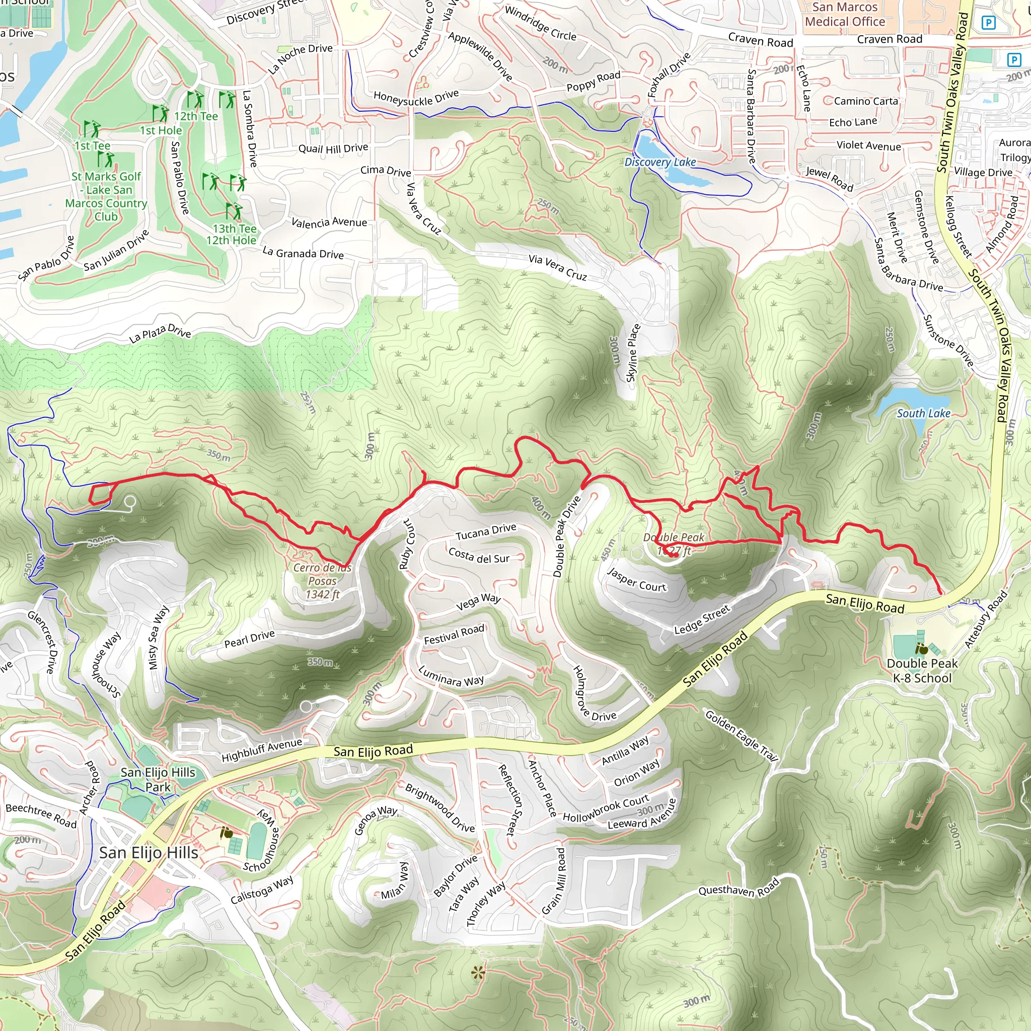 Double Peak and Cerro De Las Posas Ridgeline Short Loop Trail mobile static map
