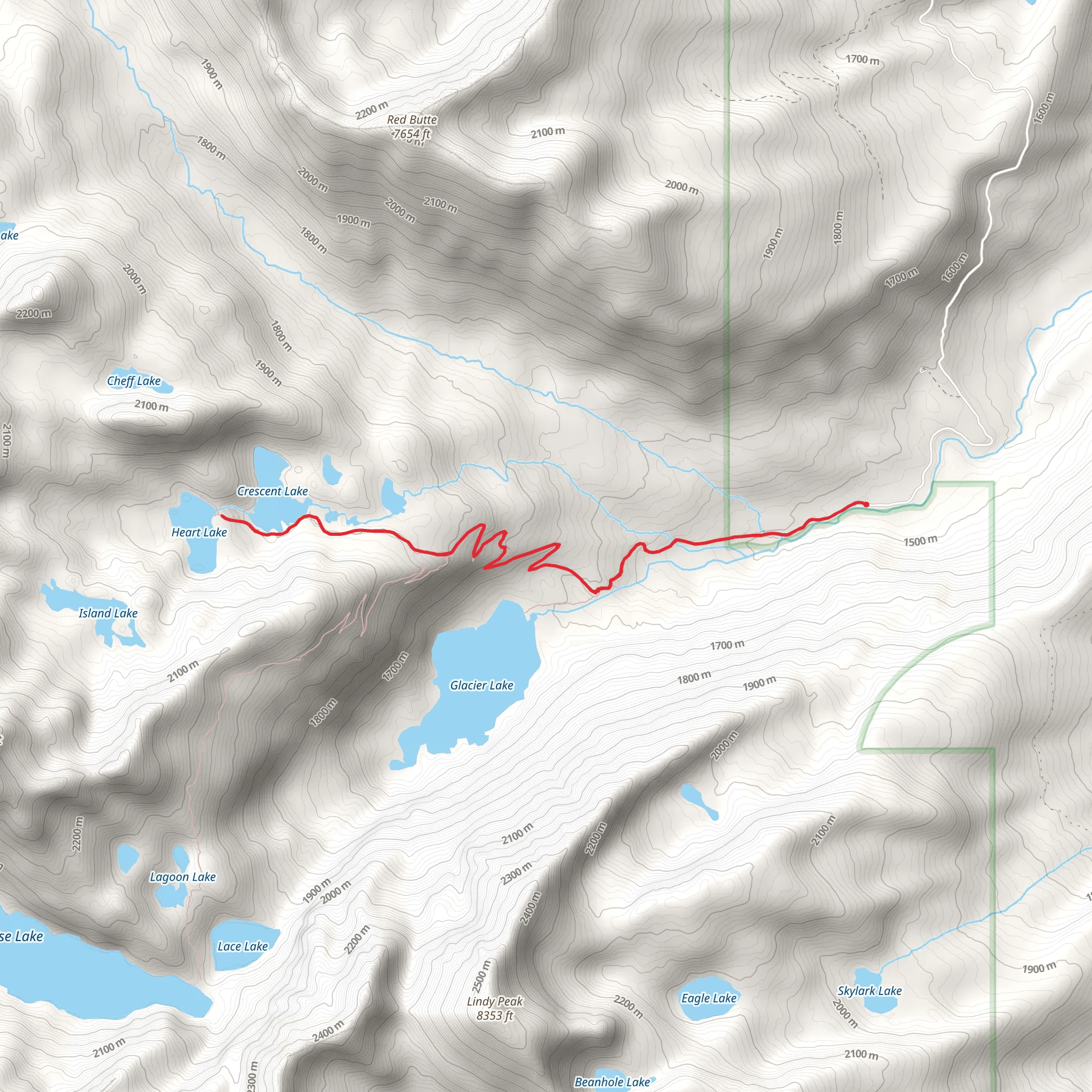 Heart Lake and Crescent Lake mobile static map