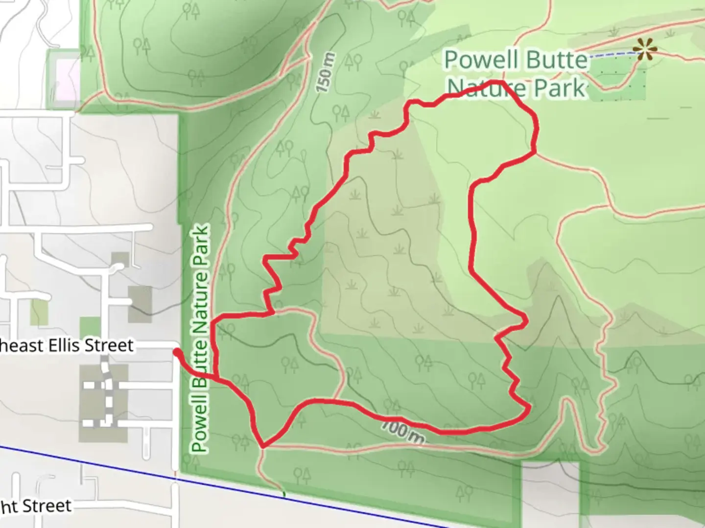 An image depicting the trail Cedar Grove, Summit Lane and Douglas Fir Loop Trail and its surrounding area.