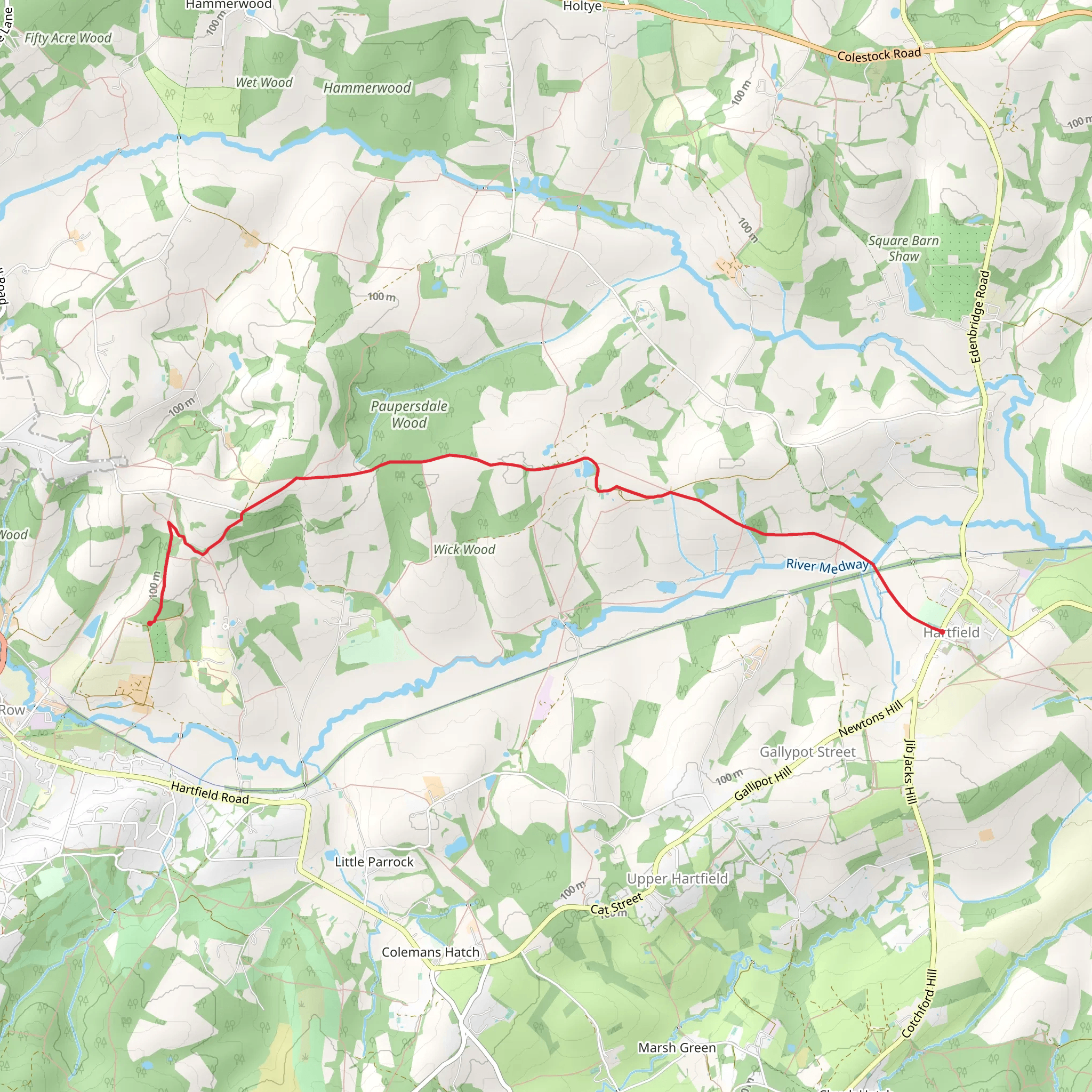 North Clays via High Weald Landscape Trail mobile static map